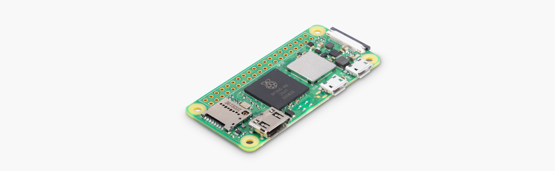 Raspberry Pi Zero 2 W, a credit-card-slim board with two micro-USB ports along its edge